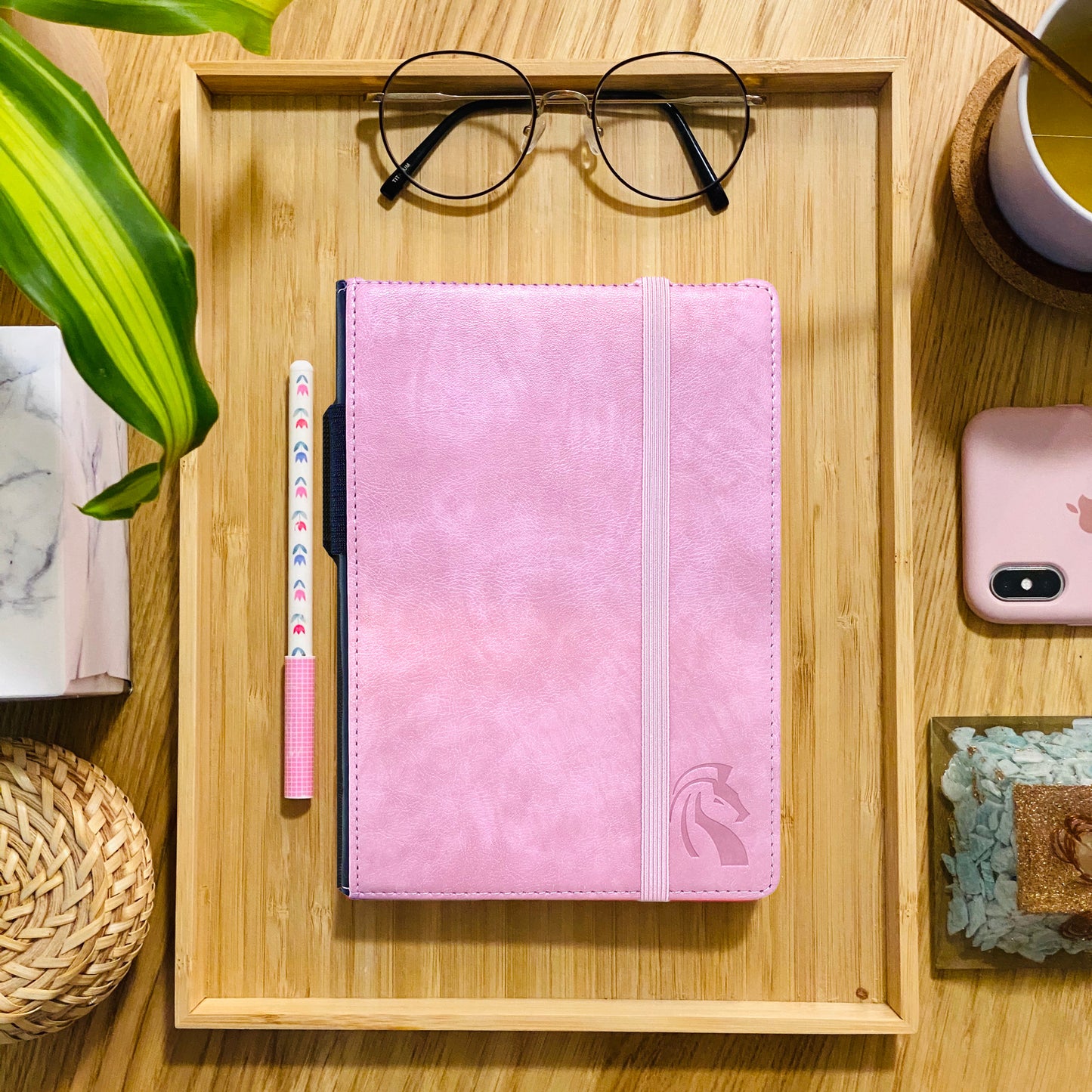 A5 Hardcover Journal Notebook - Pink Faux Leather