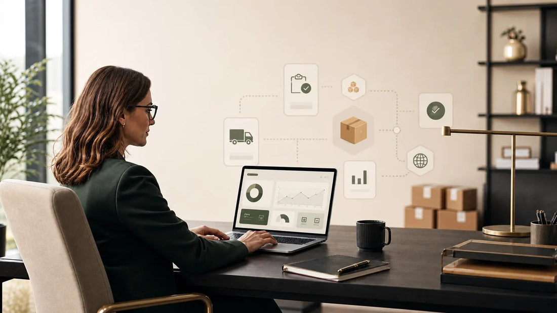 Procurement manager reviewing purchase order approvals, supplier logistics, and inventory data