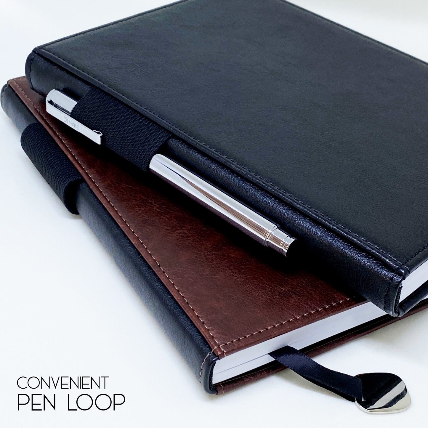 A5 Hardcover Journal Notebook - Black Faux Leather